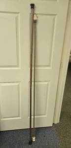 lot 244 image: Set of Curtain Rods with Light Gold Jacquard Curtain Panels