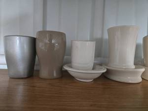 lot 247 image: Collection of Ceramic and Metal Toothbrush Holders with Cups