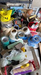 lot 262 image: Large Assortment of Painters Tape, Sanding Blocks, and Hand Tools