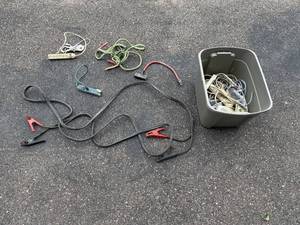 lot 264 image: Collection of Jumper Cables, Power Strips, and Extension Cords