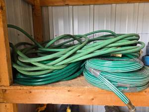 lot 273 image: Group of Green Garden Hoses in Various Lengths