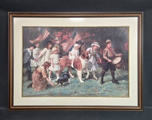 Framed G. Sheridan Knowles Patriotic Parade Print, 33x45 Inches