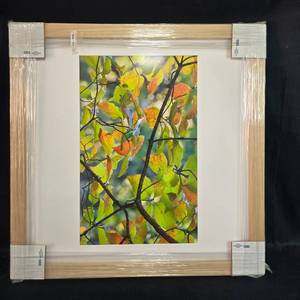 Framed Artwork of Autumn Leaves with 31x31 Inch Wooden Frame