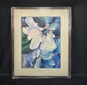 lot 17 image: Framed Floral Artwork by Vernon 27x32 Inches