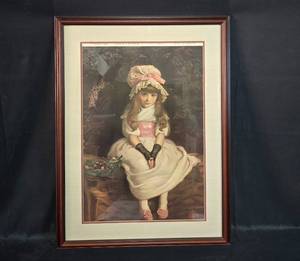 lot 19 image: Framed Print of 1879 Portrait of Young Girl, 36x27 Inches
