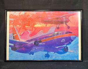 lot 20 image: Paul Melia Signed US Air Aviation Framed Artwork 24x36