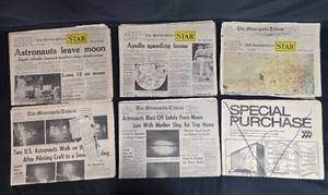 lot 33 image: Collection of 1969 Apollo 11 Moon Landing Newspapers Minneapolis Star Tribune