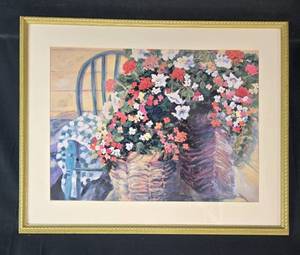 lot 37 image: Framed Floral Print by N. Brad Smith, 28x35 Inches