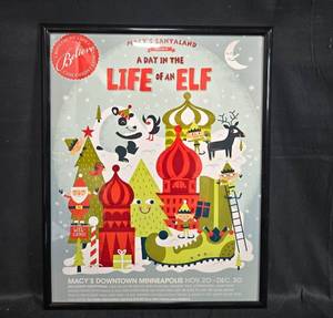 lot 56 image: Framed 2010 Macys Santaland A Day in the Life of an Elf Holiday Poster