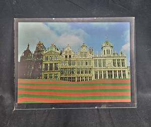 lot 59 image: 16x12 Brussels Grand Place Print with Green and Red Stripes