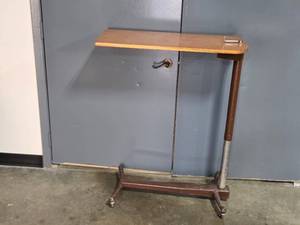 lot 71 image: Adjustable Rolling Overbed Table with Laminate Top 43x34x14 in