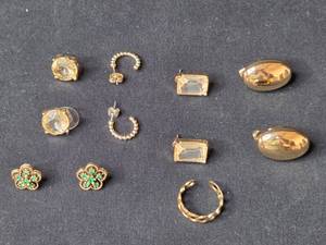lot 99 image: Collection of Pairs Gold Tone Fashion Earrings with Various Designs
