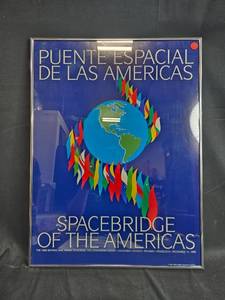 lot 149 image: Framed Spacebridge of the Americas Poster 24x18 Inch