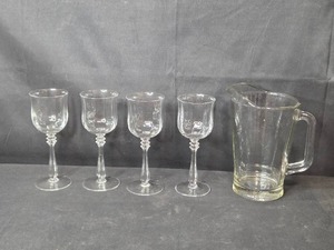 lot 153 image: Set of 4 Glass Goblets with Matching Pitcher