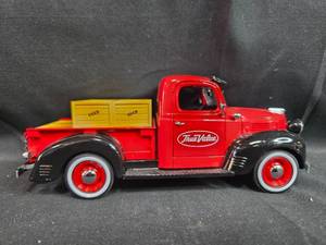 lot 196 image: Die-Cast True Value Red Pickup Truck Model with Seed Crates