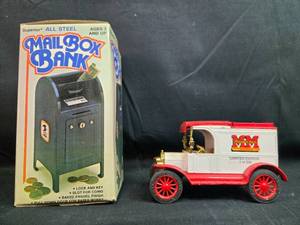 lot 202 image: Mailbox Coin Bank and Minneapolis-Moline Limited Edition Diecast Truck