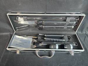 lot 211 image: Barbecue Grill Tool Set with Aluminum Carrying Case