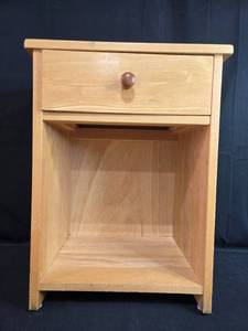 lot 217 image: Wooden Nightstand with Drawer and Open Shelf 24in H x 18in W x 13in D