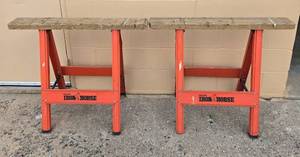 lot 220 image: Pair of Hirsh Iron Horse Sawhorses 30in H x 37in W