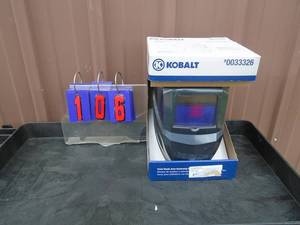 lot 106 image: Kobalt fixed shade auto darken helmet # 3 # 10 lens. As shown.