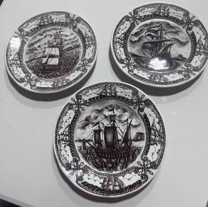 lot 56 image: 3 Italian Made Ship Plates