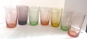 lot 19 image: Set of 7 Vintage Multicolored Drink Glasses