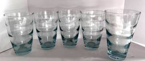 lot 20 image: Set of 5 Libbey Ripple Aqua Drink Glasses