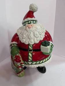 lot 27 image: Fitz and Floyd Santa Cookie Jar Chip on Rim