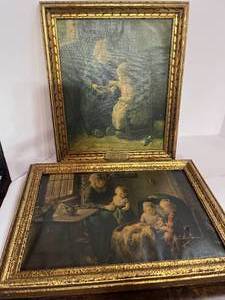 lot 39 image: Two Antique Framed Prints Noonday Meal by Bernhard Pothast 1932