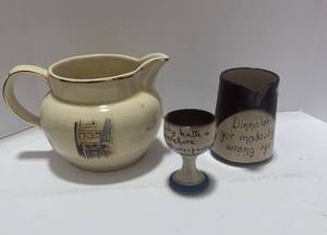 lot 78 image: Vintage English Pitcher and Two Vintage Stoneware Pieces