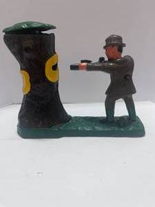 lot 86 image: Vintage Style Cast Iron Bear and Hunter Bank