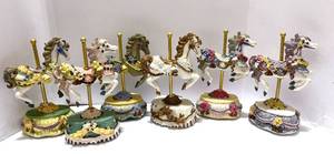 lot 95 image: Set of 6 Resin Melodies Country Fair Collection Carousel Horses