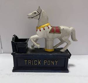 lot 99 image: Vintage Style Cast Iron Bank Trick Pony