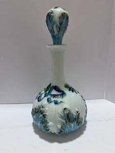 lot 104 image: Hand Painted Vintage Milk Glass Carafe