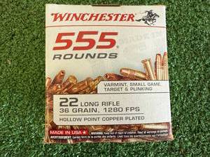 lot 24 image: 555 Rounds Winchester 22 Long Rifle Hollow Point