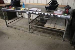 lot 20 image: Used Industrial Metal Workbench with Lower Shelf (VERY HEAVY)
