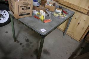 Heavy Duty Metal Work Table with Green Legs