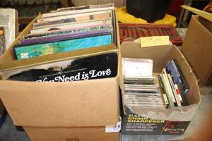 lot 27 image: Collection of Vintage Vinyl Records, CDs, and 8 track Cassette Tapes