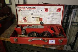 lot 31 image: Milwaukee Heavy-Duty Right Angle Drill with Accessories and Metal Case