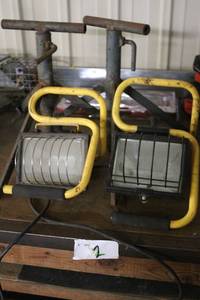 lot 52 image: Pair of Portable Halogen Work Lights with Stands