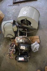lot 89 image: Collection of HVAC Blower Motors, Fans, and Pulleys