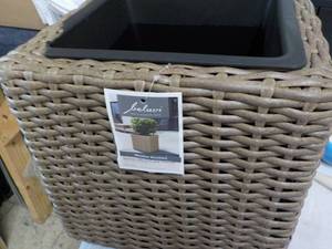 lot 211 image: Rattan Cube Planter -slight Damage ...
