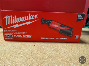lot 7 image: Milwaukee M12 12V Lithium-Ion Cordless 38 Ratchet BRAND NEW 2457-20 MSRP $149