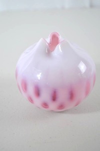 lot 22 image: Fenton Pink and White Art Glass Vase with Ruffled Rim, 4 Inch