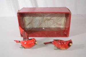 lot 39 image: Pair of Cardinal Bird Clip Ornaments with Original Box
