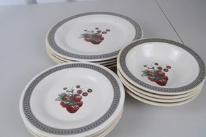 lot 157 image: Pfaltzgraff Farmers Market Strawberry Plates and Bowls - Set of 12