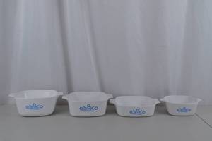 lot 162 image: Set of 4 CorningWare Blue Cornflower Casserole Dishes - Assorted Sizes