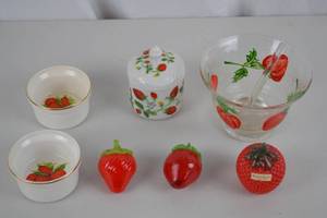 lot 167 image: Strawberry Decor Lot - Kosta Boda, Pukeberg Sweden, John Wagner Dishes