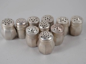 lot 98 image: Set of 10 Sterling Silver Salt and Pepper Shakers
