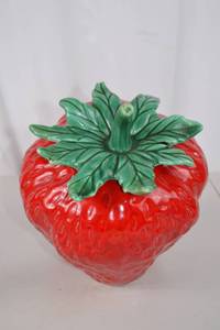lot 99 image: Large Strawberry-Shaped Ceramic Cookie Jar (approx. 11 inch)